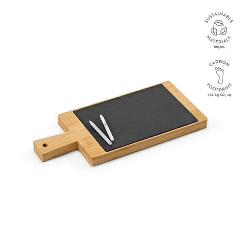 Claudel Schneidebrett aus Schiefer und Bambus mit Griff und Kreide