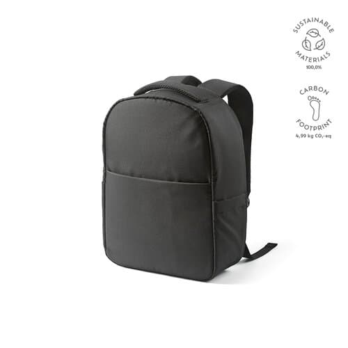 Budapest 16L Rucksack aus rPET. Vordertasche. Laptops bis 17"