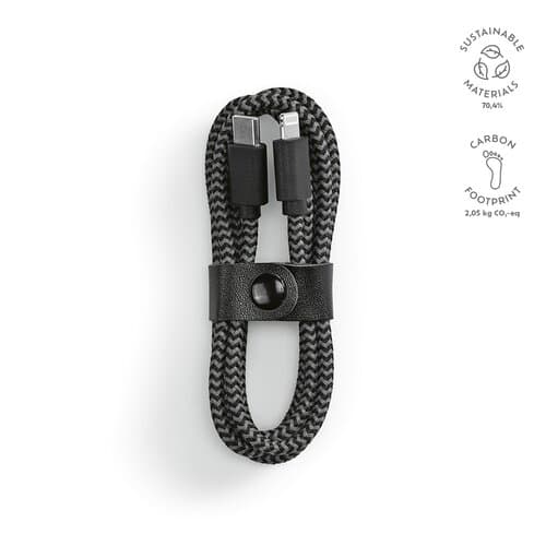 Ramanujan Kabel aus rPET. 1 m. USB-C auf Lightning. Schnellladefunktion