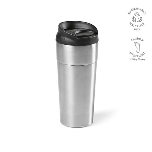 Columbia Reisebecher recy.Edelstahl, 510ml. Doppelwandig mit Schiebedeckel
