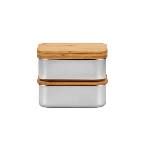 Vermeer Lunchbox, rec.Edelstahl, 1480 ml, mit Bambusdeckel und integriertem Besteck