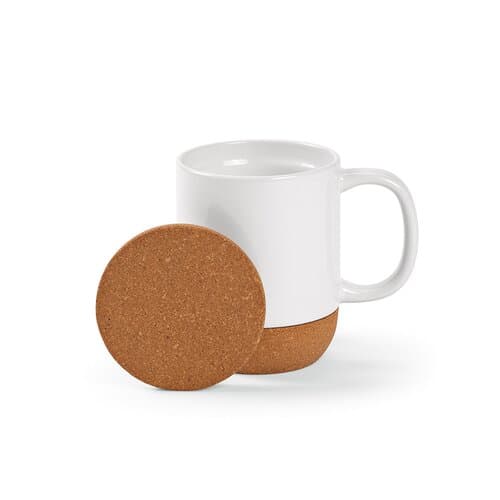 Ebro Keramik Tasse mit Kork,410 ml. Für Sublimationsdruck geeignet