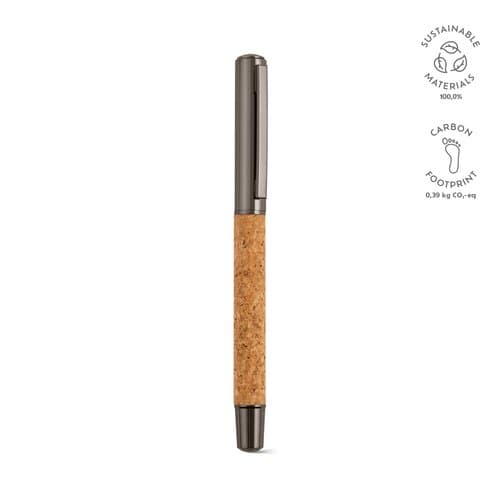 Faulkner Kugelschreiber.Kork und recy.Edelstahl. Blaue Dokumental®-Tinte