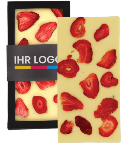 Schokoladentafel Weiß mit Erdbeeren