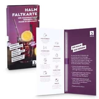 Faltkarte mit 20cm Glastrinkhalm