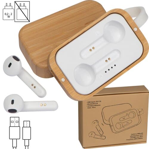 Bluetooth Kopfhörer in einer Bambusbox HAZEL