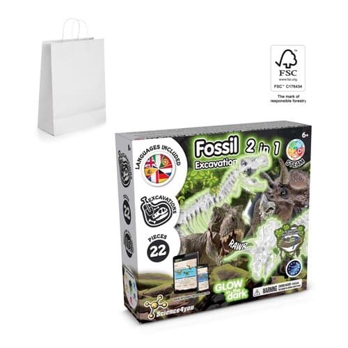 2 in 1 Fossil Excavation Kit II. Lernspiel lieferung inklusive einer kraftpapiertasche (90 g/m²), aus FSC™-zertifiziertem Material und anderen kontrollierten Materialien hergestellt