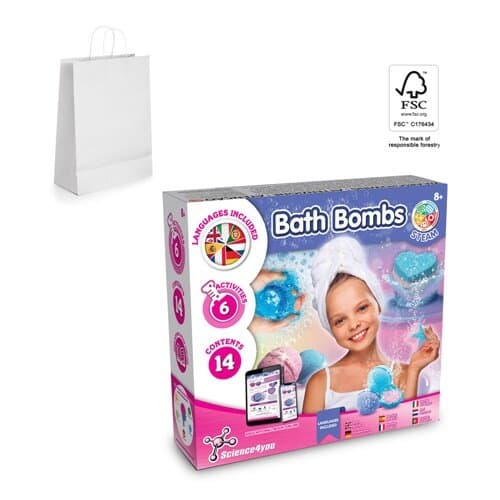 Bath Bombs Kit II. Lernspiel lieferung inklusive einer kraftpapiertasche (90 g/m²), aus FSC™-zertifiziertem Material und anderen kontrollierten Materialien hergestellt