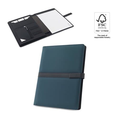 SANDERSON FOLDER. A4-Ordner aus PU (50% recycelt) mit Magnetverschluss und Notizblock mit linierten Seiten