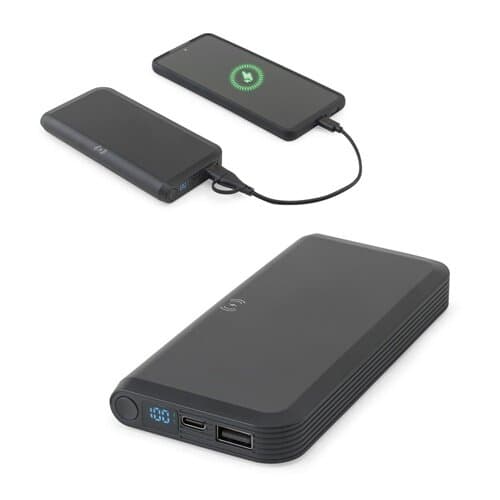 BECKER 10. 10'000 mAh Powerbank aus recyceltem ABS (100% rABS) mit 15W superschnellem kabellosem Ladegerät