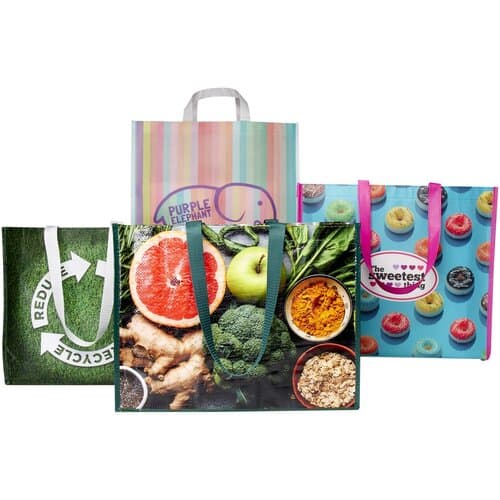 Musterbox mit laminierten Tragetaschen