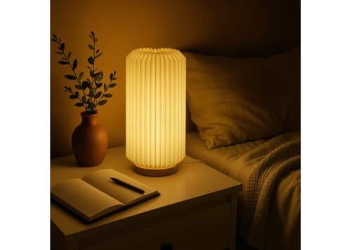 Coollux faltbare Papier-LED-Lampe Aurora Tall auf Holzsockel, 32cm