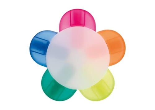 Textmarker Blume mit 5 Farben
