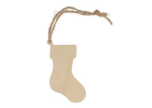 Strumpfförmiges Weihnachtsornament aus Holz