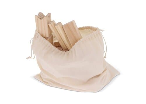 Kubb Spiel aus Holz mit Beutel