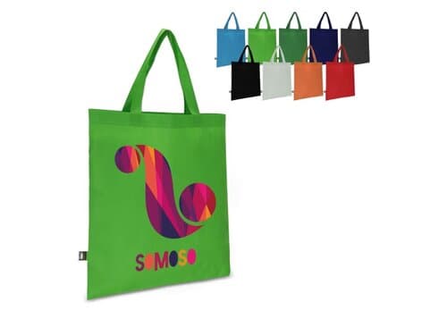 R-PET Tragetasche aus Non Woven mit kurzen Griffen 38 x 42cm 75g/m²