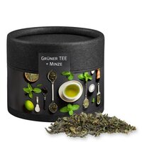 Bio Grüner Tee mit Minze ca 10g Kraftpapierdose Mini schwarz