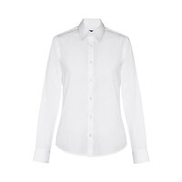 THC PARIS WOMEN WH. Langärmeliges Popeline-Hemd für Frauen. Weiße Farbe