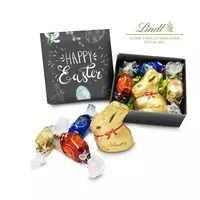 Geschenkartikel / Präsentartikel: Lindt Osternest - Goldhase und 3 Lindor Mini-Eier, auch in individueller Schachtel