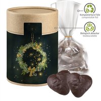 Lebkuchen Schokoherzen gefüllt, ca. 100g, Beutel in biologisch abbaubare Eco Pappdose Maxi