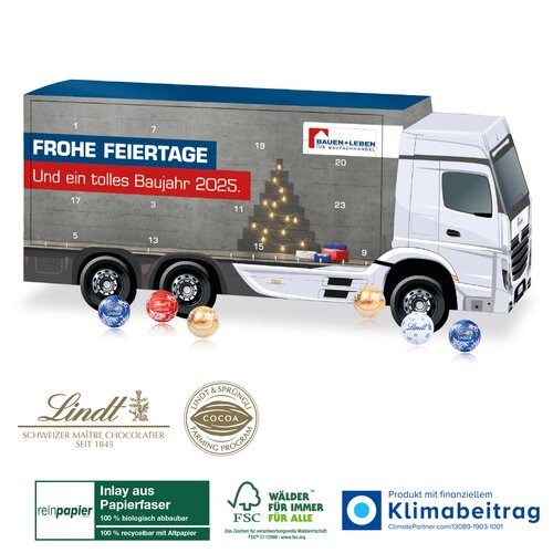 3D Adventskalender Lindt, Klimaneutral, FSC® „LKW“