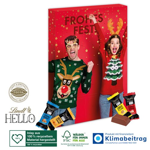 Adventskalender Lindt „HELLO“ Mini Stick Mix, Klimaneutral, FSC®