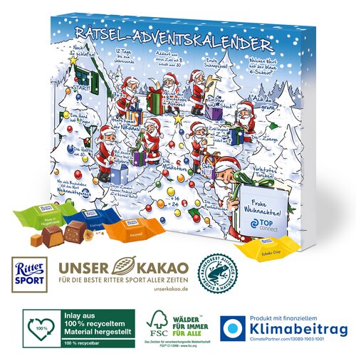 Adventskalender mit Ritter SPORT Schokowürfel, Klimaneutral, FSC®