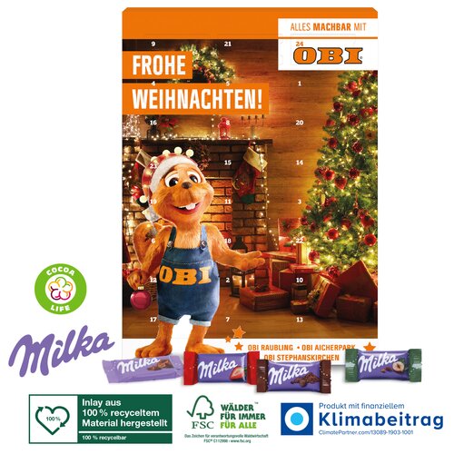 Wand-Adventskalender mit Milka Schokolade, Klimaneutral, FSC®