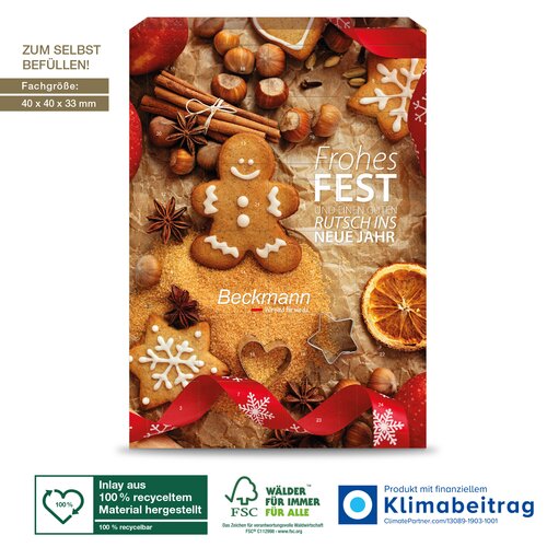 Adventskalender „Universal“, Klimaneutral, FSC® Inlay aus 100% recyceltem Material