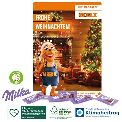 Wand-Adventskalender mit Milka Schokolade, Klimaneutral, FSC®