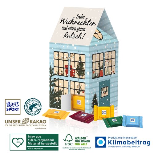 Adventskalender-Haus „XL“ Klimaneutral, FSC® Ritter SPORT Schokotäfelchen