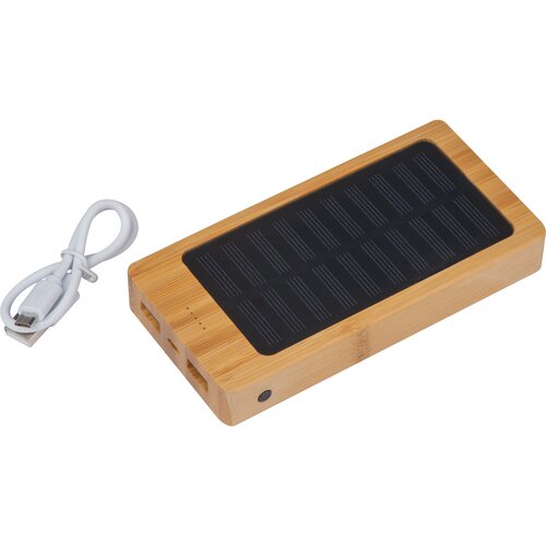 Solar Powerbank aus Bambus mit 8.000 mAh