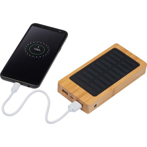 Solar Powerbank aus Bambus mit 8.000 mAh