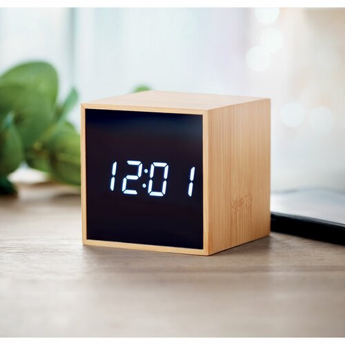 MARA CLOCK LED Tischuhr Bambus