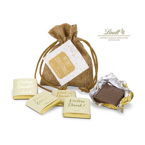 Geschenkset / Präsenteset: Säckchen Lindt Mini-Täfelchen