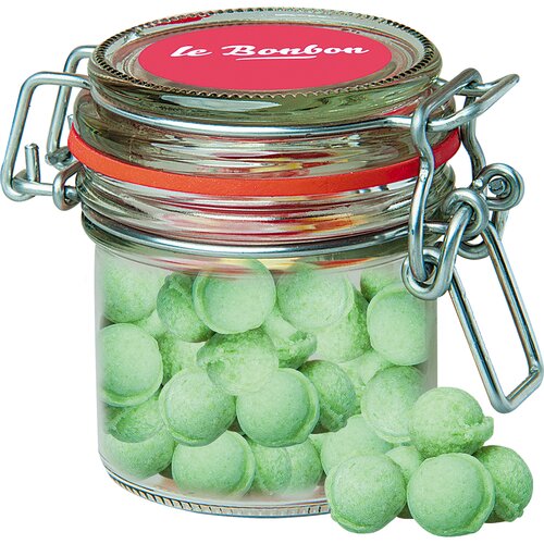 Waldmeister-Brause Bonbons, ca. 60g, Bonbonglas Mini