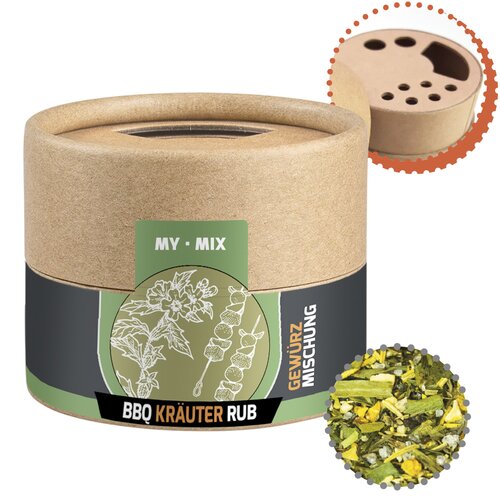 Gewürzmischung BBQ Kräuter Rub, ca. 28g, Biologisch abbaubarer Eco Pappstreuer Mini