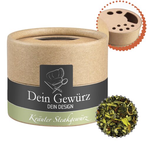 Gewürzmischung Kräuter-Steakgewürz, ca. 25g, Biologisch abbaubarer Eco Pappstreuer Mini