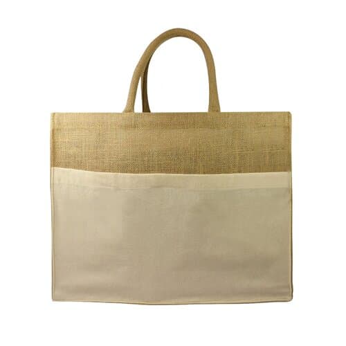 Juten Shopper mit Baumwollfach, 300 gr/m²