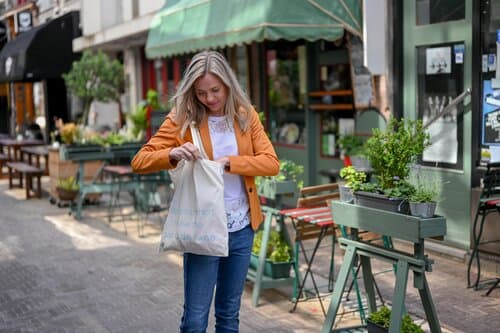 Baumwolltasche mit langen Henkeln, 140 gr/m²