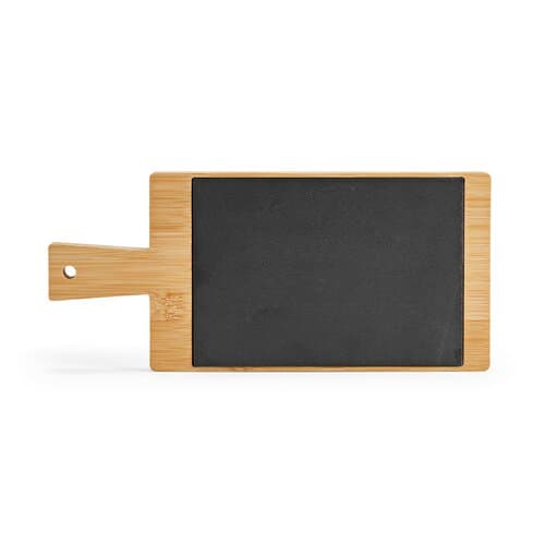 Claudel Schneidebrett aus Schiefer und Bambus mit Griff und Kreide