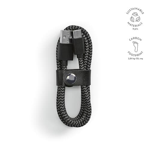 Leibniz Kabel aus rPET. 1 m. USB-C auf USB-A. Schnellladefunktion