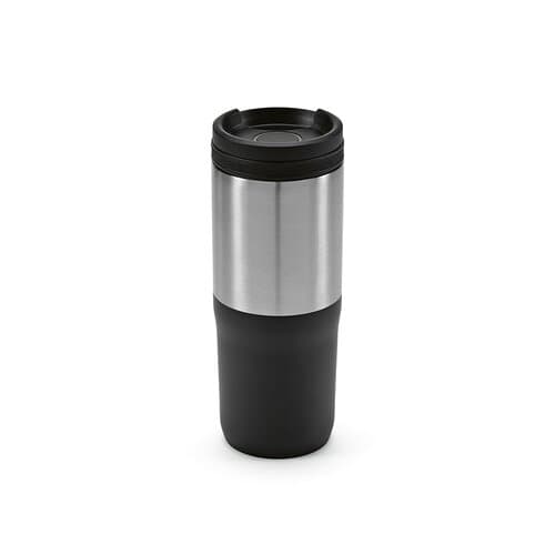 Orange Reisebecher recy.Edelstahl, 600 ml. Dreifachwandig