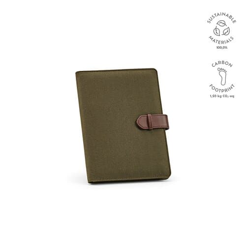 Eliot A5-Mappe aus recyc.Baumwolle. Notizblock mit 64-seitigem FSC