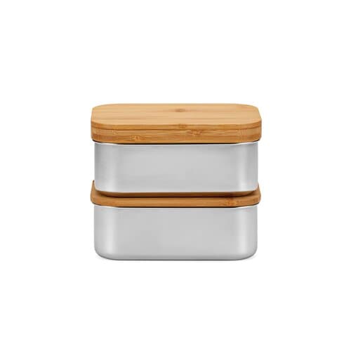 Vermeer Lunchbox, rec.Edelstahl, 1480 ml, mit Bambusdeckel und integriertem Besteck