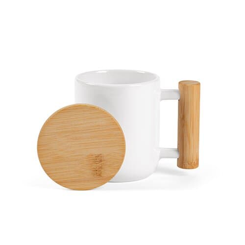 Douro Keramik Tasse mit Bambus, 380 ml. Für Sublimationsdruck geeignet