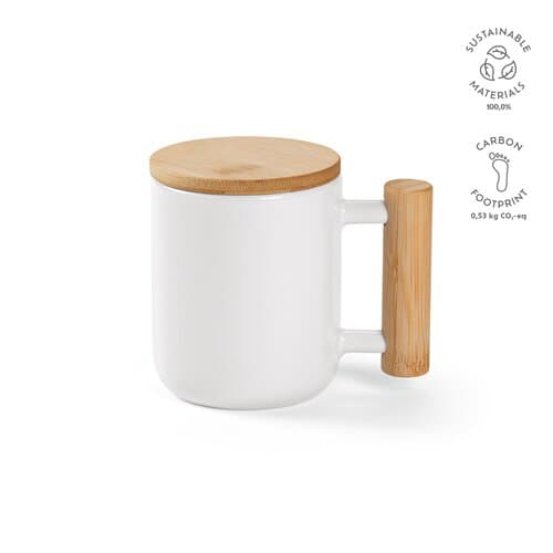 Douro Keramik Tasse mit Bambus, 380 ml. Für Sublimationsdruck geeignet