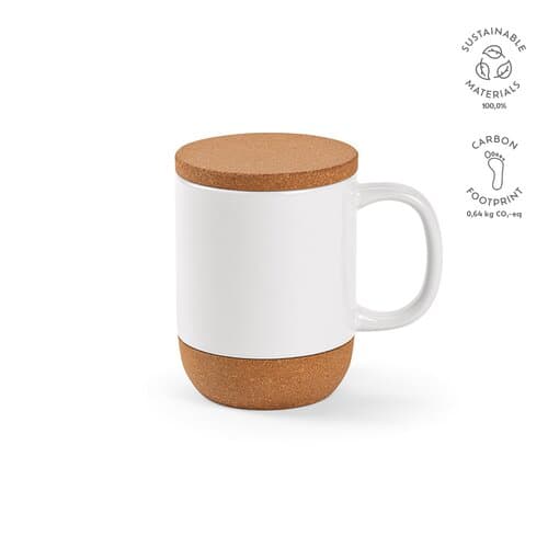 Ebro Keramik Tasse mit Kork,410 ml. Für Sublimationsdruck geeignet