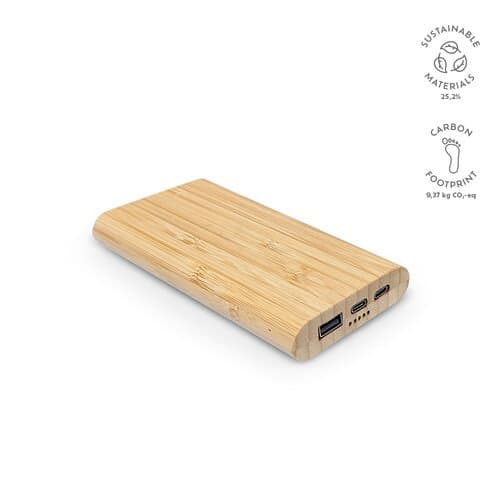 Pythagoras Powerbank aus Bambus mit 10000 mAh. 15 W