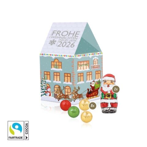 3D Präsent "Haus" mit Fairtrade® Schokolade